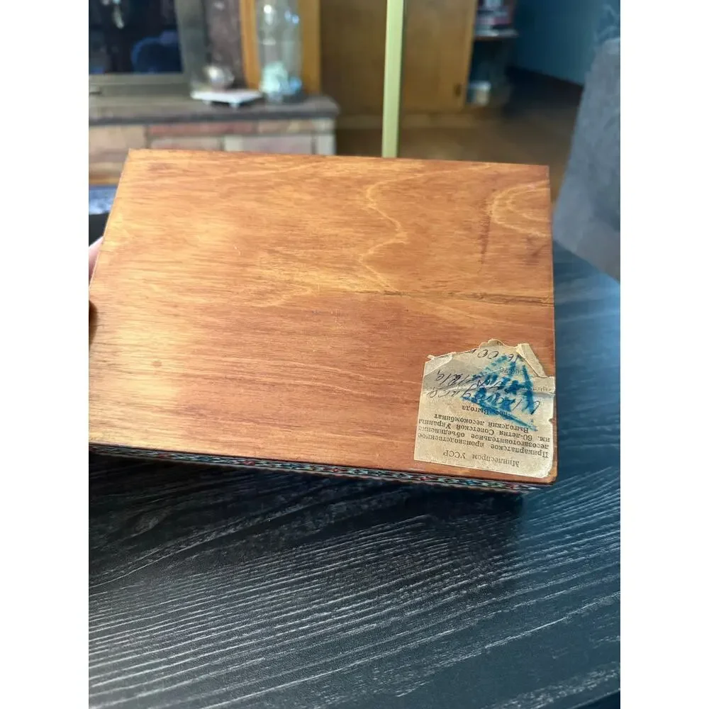 Vintage Ukrainian Hutsul Hand Carved Wooden Jewelry Trinket Box Folk Art